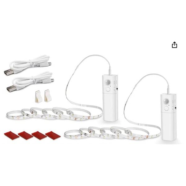 6.56ft Motion Sensor Strip Light, WOBANE Rechargeable Magnetic Battery Box with LED Strip,LED Closet
