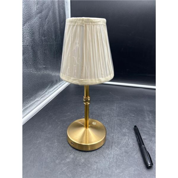 Brass Table Lamp With Pleated Fabric Shade and USB Port Multi Touch Light