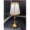 Image 2 : Brass Table Lamp With Pleated Fabric Shade and USB Port Multi Touch Light