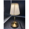 Image 3 : Brass Table Lamp With Pleated Fabric Shade and USB Port Multi Touch Light