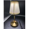Image 4 : Brass Table Lamp With Pleated Fabric Shade and USB Port Multi Touch Light