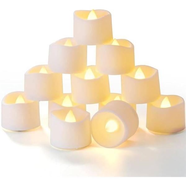 24 Pack LED Timer Tealights Flameless Flickering Tea Lights Candles with Timer, Warm White Light