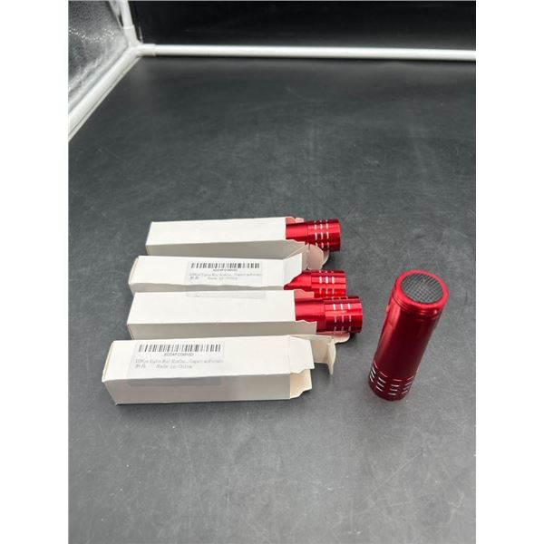 LED Nine-Lights Mini Aluminum Flashlights in Red – Lot of Four