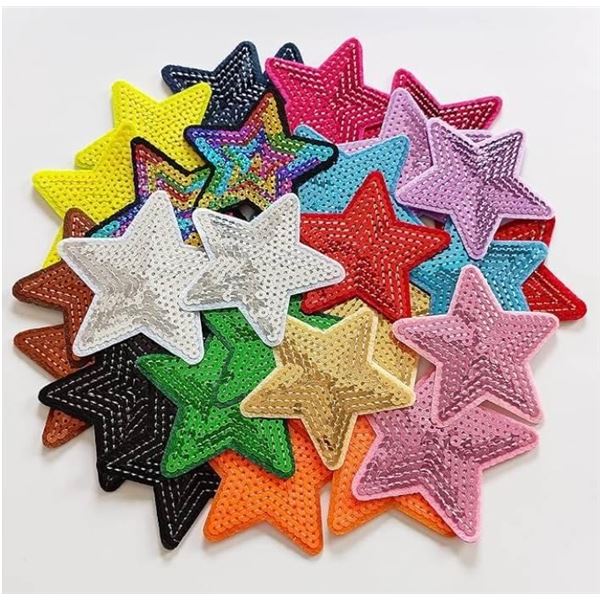 28 Pieces Star Shaped Iron-On Patch Set in Multicolor