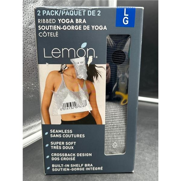 Lemon 2-Pack Ribbed Yoga Bra Seamless Size Large
