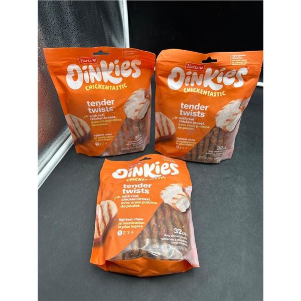 Hartz Oinkies Chickentastic Tender Twists 32-Pack Dog Treats Lot of 3