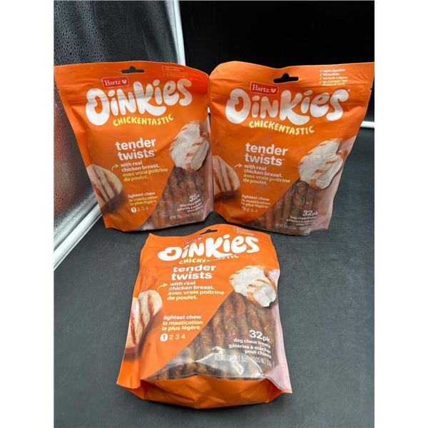 Hartz Oinkies Chickentastic Tender Twists 32-Pack Dog Treats Lot of 3