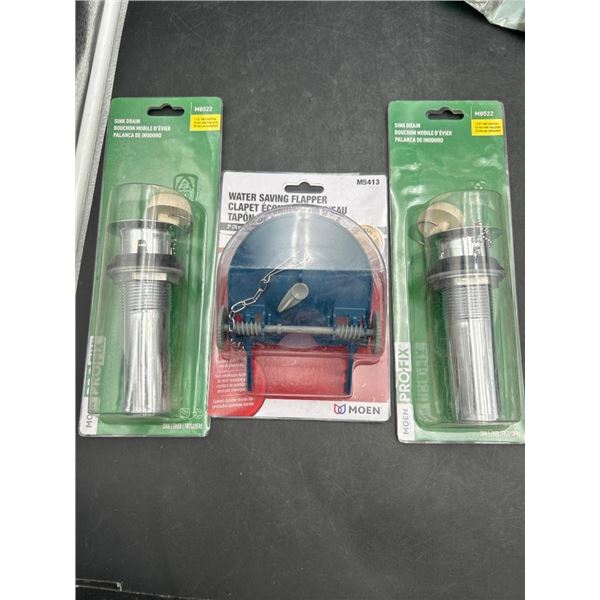 Moen M8513 Water Saving Flapper And Lot of 2 Moen M8522 Sink Drain Parts