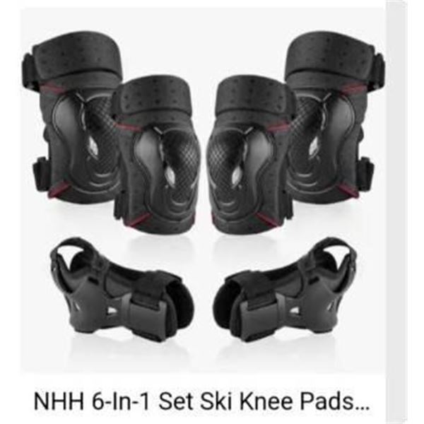 NHH 6-In-1 Ski Knee Pads Set for Men and Women (M, Black)