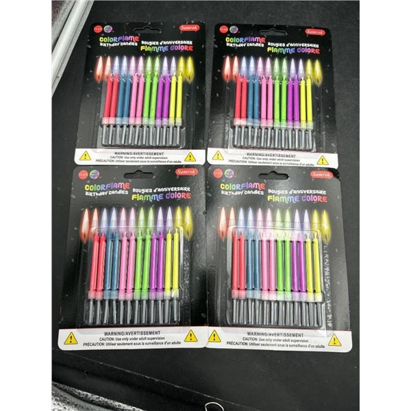 Set of 4 Colorflame Birthday Candles Packs with 12 Pieces Each