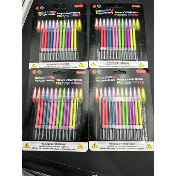 Set of 4 Colorflame Birthday Candles Packs with 12 Pieces Each