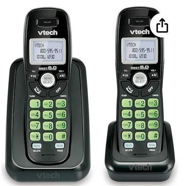 Vtech Dect 6.0 2-Handset Cordless Phone System with Caller ID, Backlit Keypad and Screen(CS6114-21),