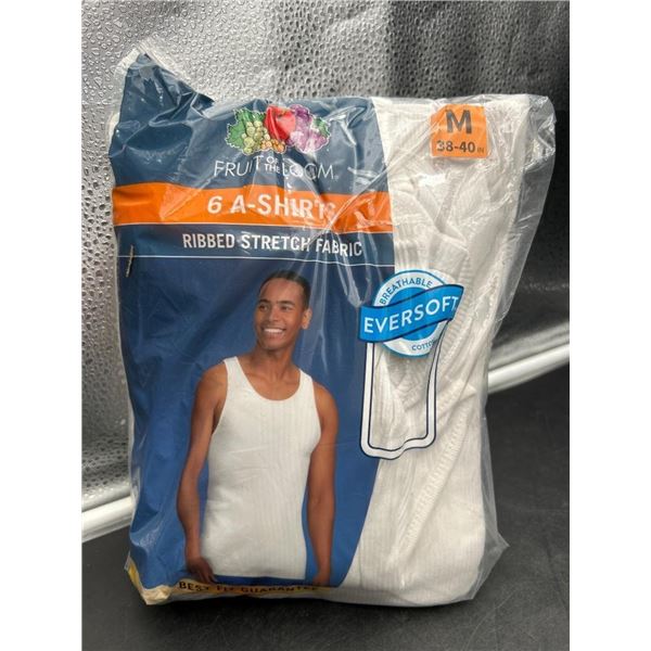 Fruit of the Loom 6-Pack Men’s Medium (38-40) A-Shirts with Ribbed Stretch Fabric