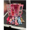 Image 1 : Pink Doll Closet With Accessories and Assorted Clothing