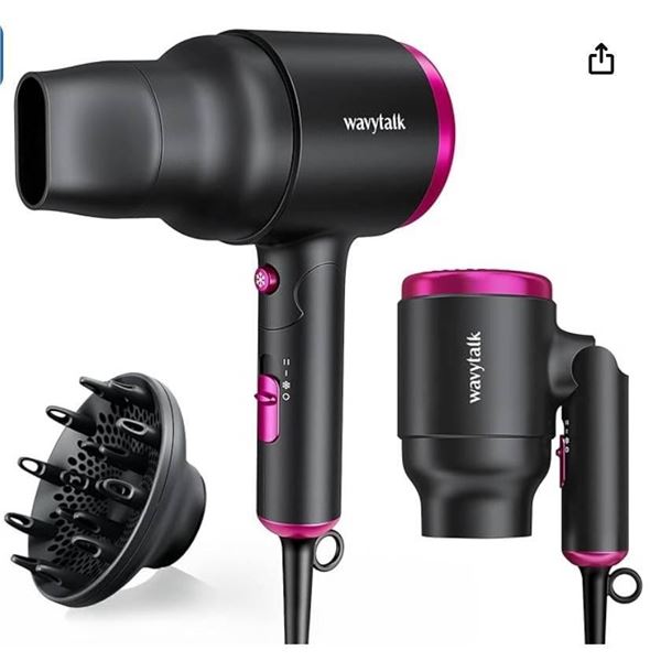 Wavytalk QL-5950 Professional Folding Hair Dryer, 1600W, Black