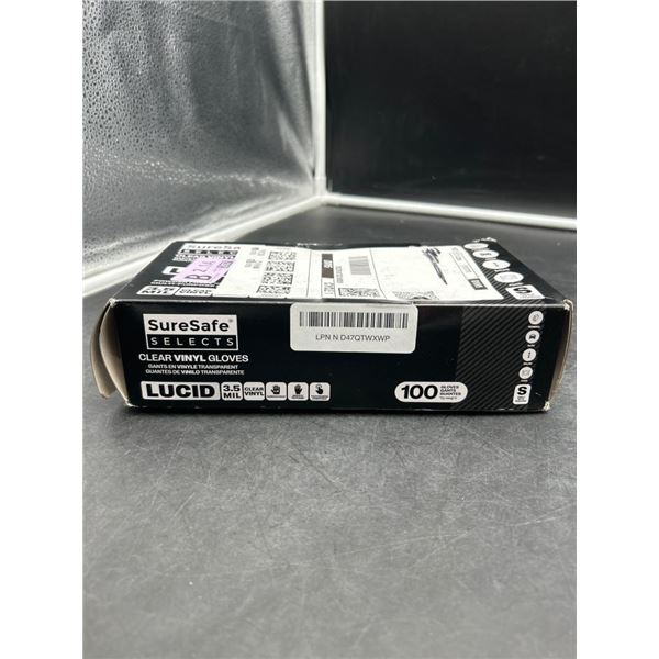 SureSafe Selects Lucid Clear Vinyl Gloves 100 Count, Small, 3.5 MIL