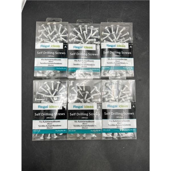 Regal Ideas Self Drilling Screws (White) WCS-50-0W, 50 Pieces per Pack Lot of 6