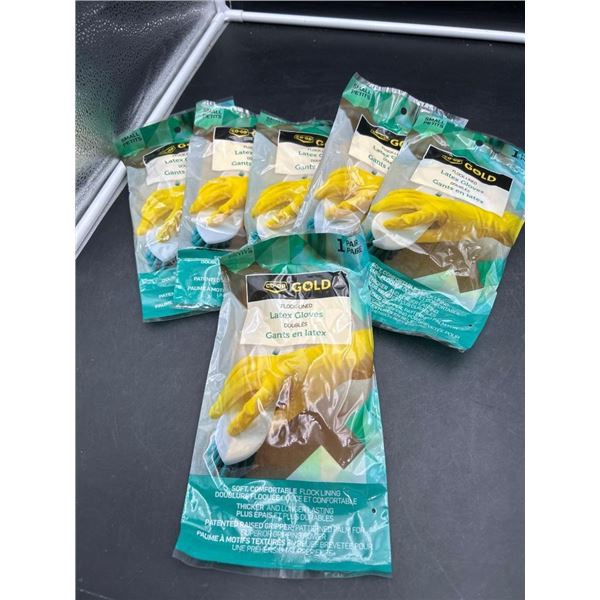Co-op Gold Flock-Lined Latex Gloves – Small – Lot of 6