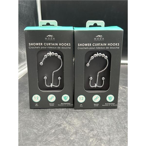 Moda Shower Curtain Hooks Set of 12 with Annex Design Lot of 2