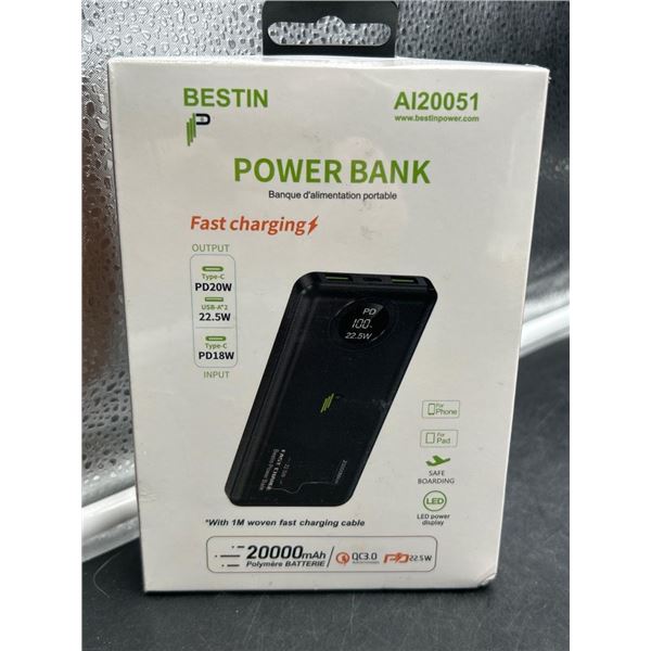 Bestin AI20051 Power Bank with 20000mAh Polymer Battery and Fast Charging