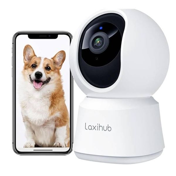Laxihub  360° View 2K Pet Camera with Phone App, Indoor Security Camera, P2T Baby Monitor, Pan/Tilt,