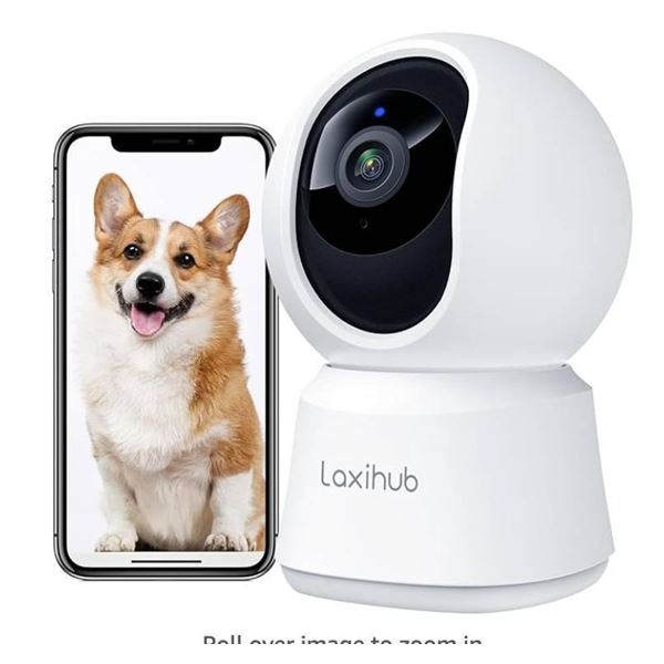Laxihub  360° View 2K Pet Camera with Phone App, Indoor Security Camera, P2T Baby Monitor, Pan/Tilt,