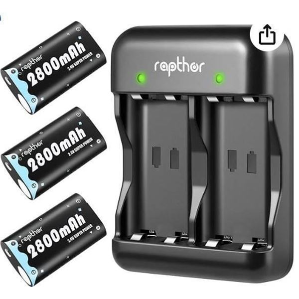 Rapthor 2800mAh Gaming Controller Rechargeable Battery Pack with Charger for Xbox One/Xbox One X/Xbo