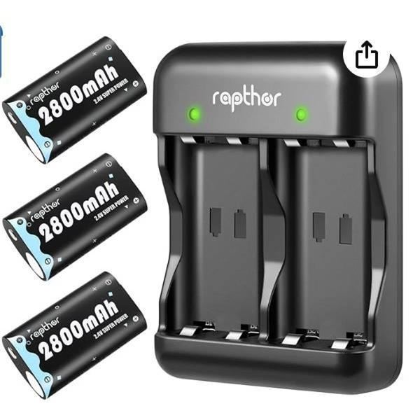 Rapthor 2800mAh Gaming Controller Rechargeable Battery Pack with Charger for Xbox One/Xbox One X/Xbo