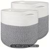 Image 1 : Comfy Homi Set of 2 Cotton Rope Storage Baskets in White and Light Grey