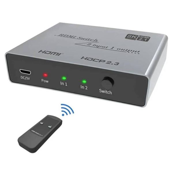 HDMI 2.1 Switch 3 In 1 Selector, 8K@60Hz, 4K 120Hz, with Remote Control
