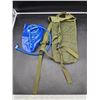 Image 1 : Military-Style Hydration Pack with Green Carrier and Blue Reservoir