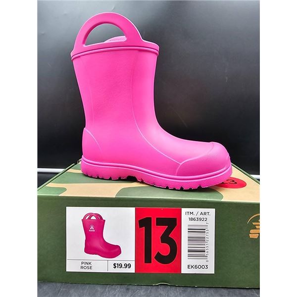 Kamik EK6003 Waterproof Rain Boots, Size 13, Pink Rose