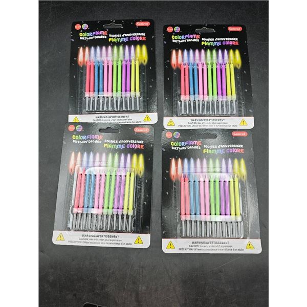 Set of 4×12 Samrok Colorflame Birthday Candles with Colored Flames