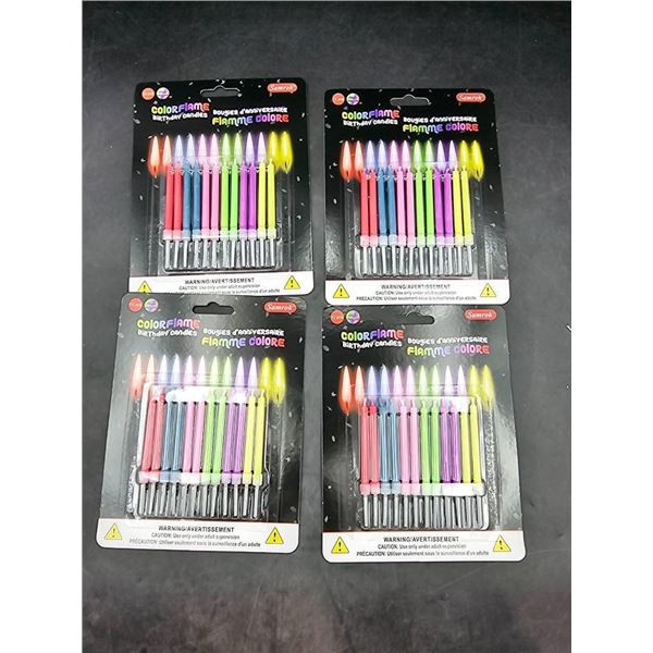 Set of 4×12 Samrok Colorflame Birthday Candles with Colored Flames