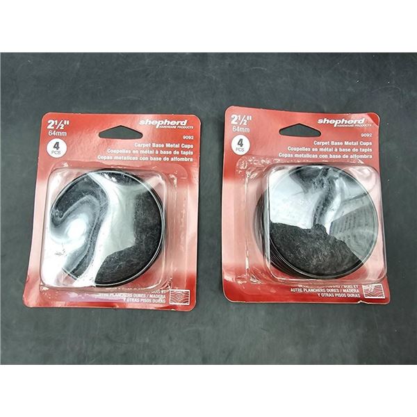 Shepherd 2-1/2 Inch (64mm) Carpet Base Metal Caps – Model 8082 – 2x 4-Pack