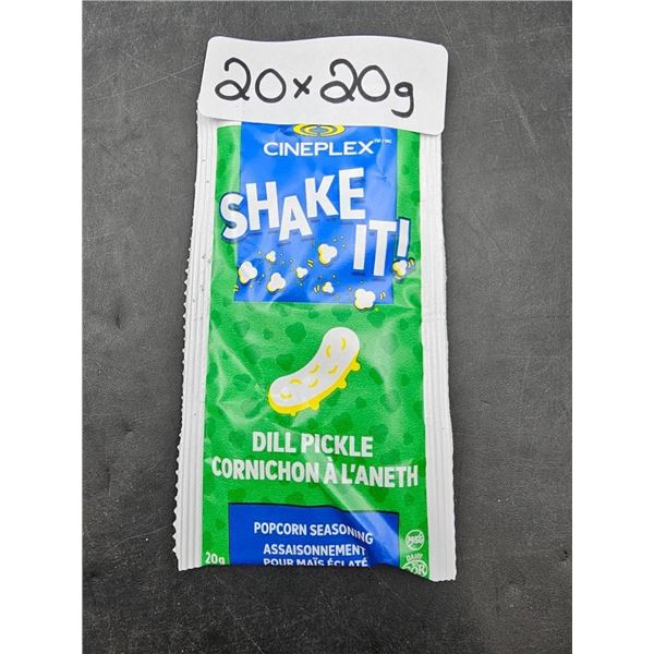 Lot of 20x20g Cineplex Shake It Dill Pickle Popcorn Seasoning Sachets