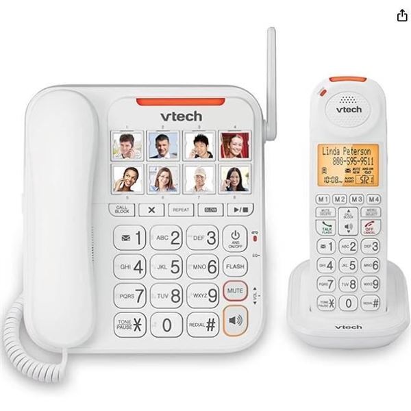 VTech SN5127 Amplified Corded/Cordless Answering System with Big Buttons and Display