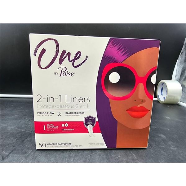 Poise One 2-In-1 Liners, 50 Light Liners, 24H Protection