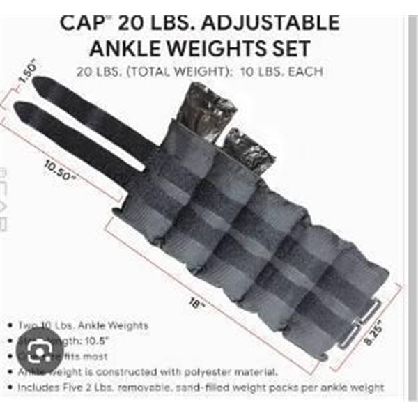 CAP HHA-CB01A1 Adjustable Ankle Weights, 10 lb Pair