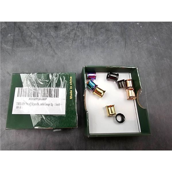 TBOSEN Set of 12 pcs Stainless Steel Tunnels Gauge 2G – 1 inch