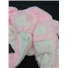 Image 3 : Pink Plush Bunny Hat with Long Ears and Heart Details, Ears Flap when button depressed