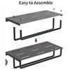 Image 1 : One Black Wall-Mounted Storage Rack with Perforated Shelf and Bar