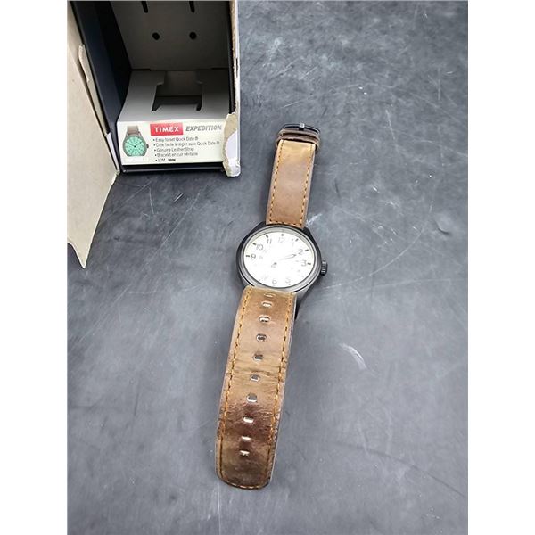 Timex Expedition Watch With Leather Strap and Analog Display- Needs Battery