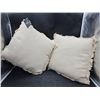 Image 1 : Set Of Two Nobia Beige Textured Throw Pillows With Fringe Detail