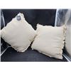 Image 1 : Set Of Two Nobia Beige Textured Throw Pillows With Fringe Detail