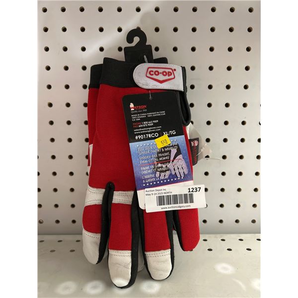 LOT OF 2 PAIR Co-Op Branded Red and White Gloves with 3M Thinsulate Technology