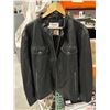 Image 2 : Levis & Strauss Menâ€™s Black Faux Leather Jacket, Size XXL, with Zippered Pockets