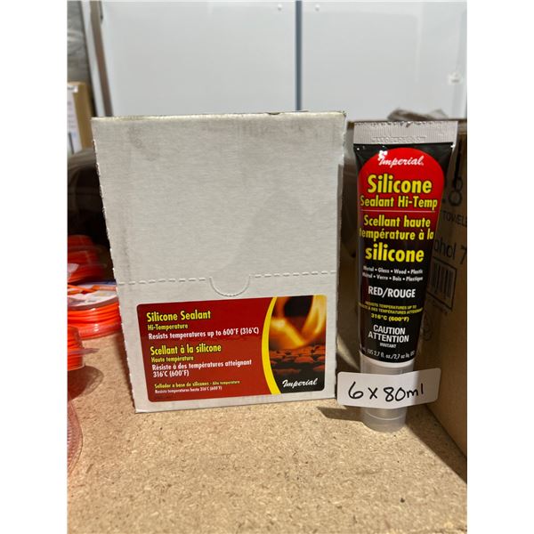 Imperial Silicone Sealant Hi-Temp Red, 6 x 80 ml Tubes