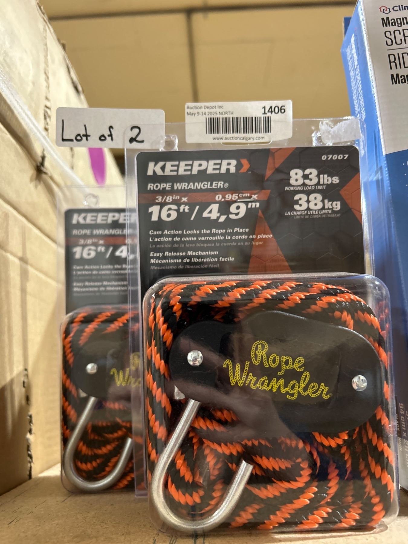 Keeper Rope Wrangler 16 Ft x 3/8 In, 83 Lbs Working Load, Lot of 2