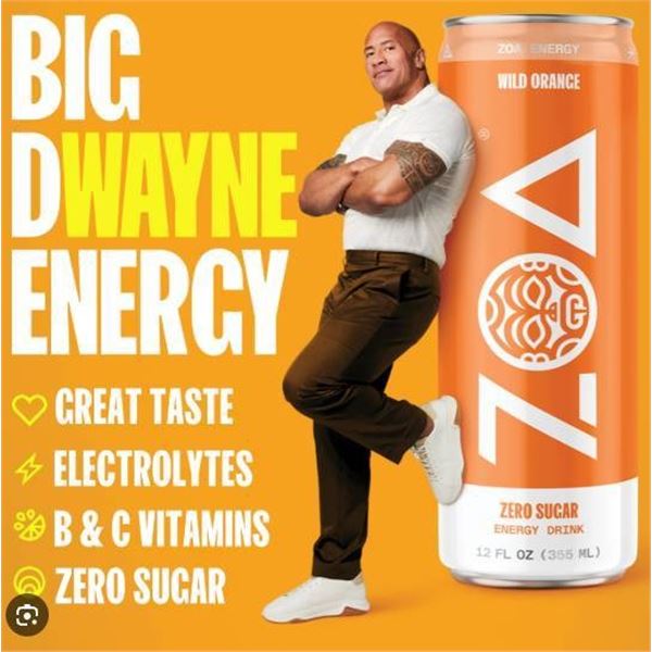 ZOA Wild Orange Energy Drink, 12 x 355mL Cans